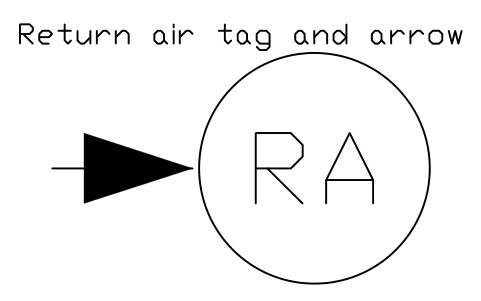 Anteprima del simbolo Return air tag and arrow, blocco CLR_AIR_RETURN
