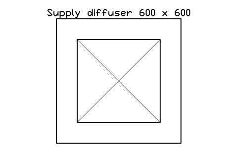 Anteprima del simbolo Supply diffuser 600 x 600, blocco CLR_DIFFUSER_600