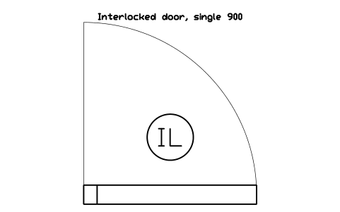 Anteprima del simbolo Interlocked door, single 900, blocco CLR_DOOR_INTERLOCK