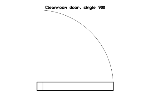 Anteprima del simbolo Cleanroom door, single 900, blocco CLR_DOOR_SINGLE