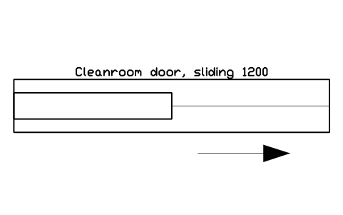 Anteprima del simbolo Cleanroom door, sliding 1200, blocco CLR_DOOR_SLIDING