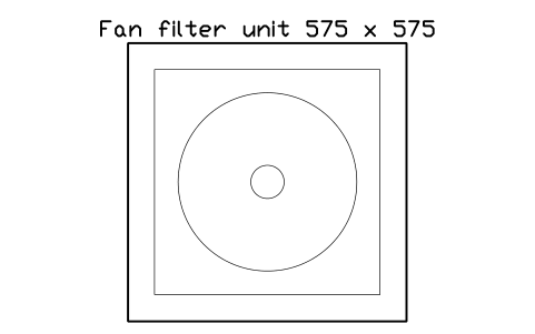 Anteprima del simbolo Fan filter unit 575 x 575, blocco CLR_FFU_600