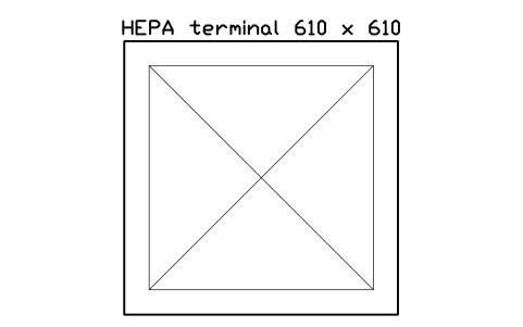 Anteprima del simbolo HEPA terminal 610 x 610, blocco CLR_HEPA_600