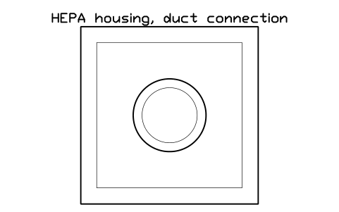 Anteprima del simbolo HEPA housing, duct connection, blocco CLR_HEPA_DUCT_600