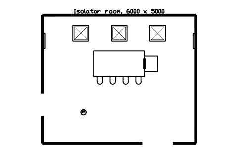 Anteprima del simbolo Isolator room, 6000 x 5000, blocco CLR_LAYOUT_ISOLATOR_ROOM