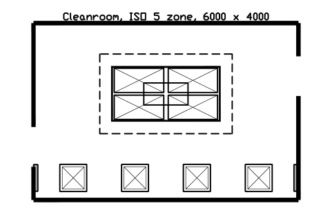 Anteprima del simbolo Cleanroom, ISO 5 zone, 6000 x 4000, blocco CLR_ROOM_ISO5_ZONE