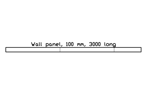 Anteprima del simbolo Wall panel, 100 mm, 3000 long, blocco CLR_WALL_PANEL_3000