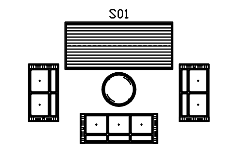 Anteprima del simbolo Set lounge patio, divani, 4400 x 3600, blocco CBH_SET_PATIO_LOUNGE