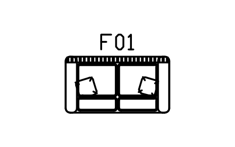 Anteprima del simbolo Divano, sfoderabile, con gonna, due posti, blocco CBH_SOFA_2