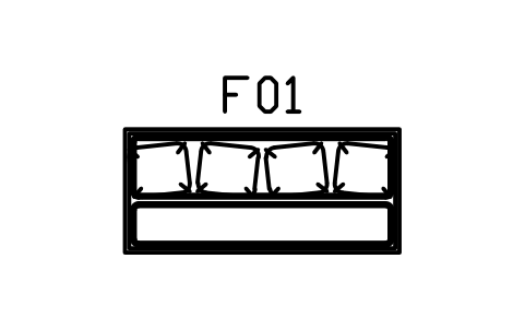 Anteprima del simbolo Divano basso, a livello del pavimento, fila di cuscini, 2000, blocco CBH_SOFA_LOW_2000