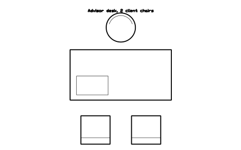 Preview of the Advisor desk, 2 client chairs symbol, block SVC_ADVISOR_DESK