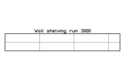 Preview of the Wall shelving run 3000 symbol, block SVC_GONDOLA_WALL
