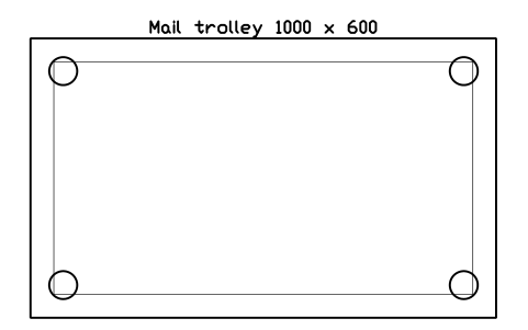 Preview of the Mail trolley 1000 x 600 symbol, block SVC_MAIL_TROLLEY