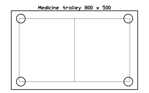 Preview of the Medicine trolley 800 x 500 symbol, block SVC_MEDICINE_TROLLEY