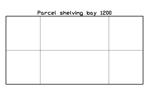 Preview of the Parcel shelving bay 1200 symbol, block SVC_PARCEL_SHELF_BAY