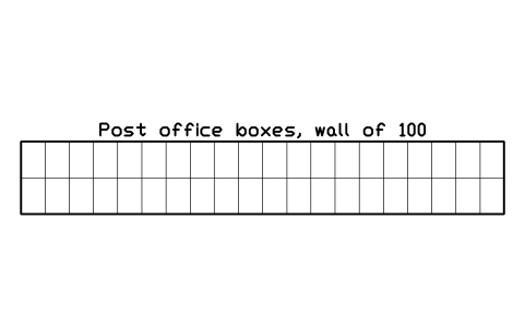 Preview of the Post office boxes, wall of 100 symbol, block SVC_PO_BOXES_100