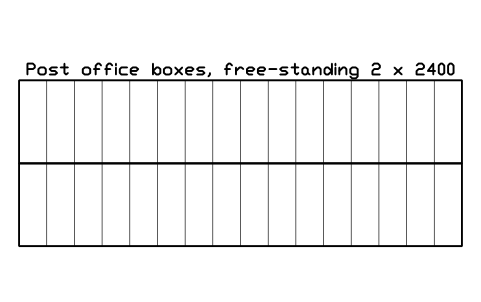 Preview of the Post office boxes, free-standing 2 x 2400 symbol, block SVC_PO_BOXES_ISLAND