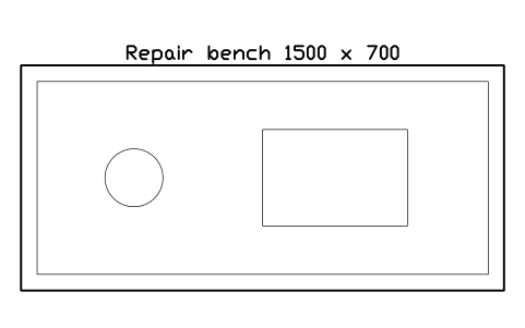Preview of the Repair bench 1500 x 700 symbol, block SVC_REPAIR_BENCH