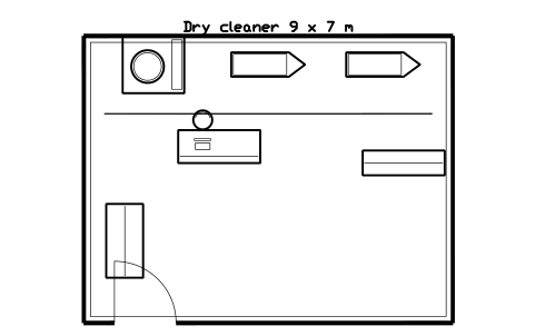 Preview of the Dry cleaner 9 x 7 m symbol, block SVC_ROOM_DRYCLEAN