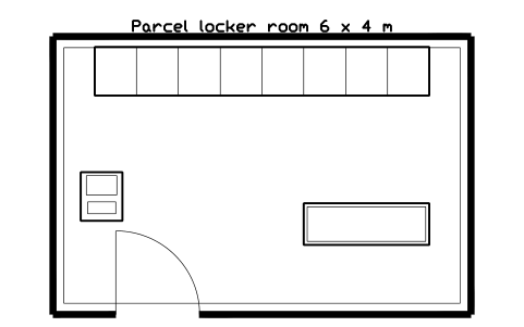 Preview of the Parcel locker room 6 x 4 m symbol, block SVC_ROOM_PARCEL_POINT