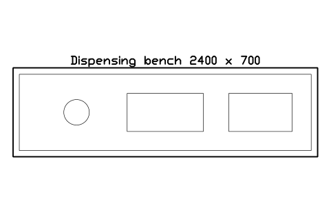 Preview of the Dispensing bench 2400 x 700 symbol, block SVC_RX_BENCH