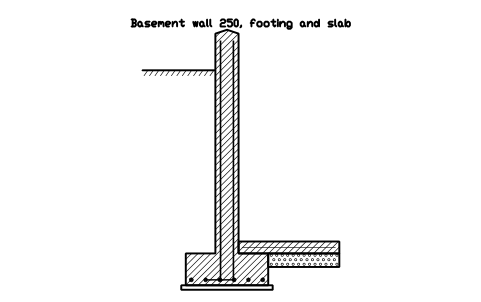 シンボル 地下室壁 250(基礎と土間) のプレビュー(ブロック CWS_BASEMENT_250)