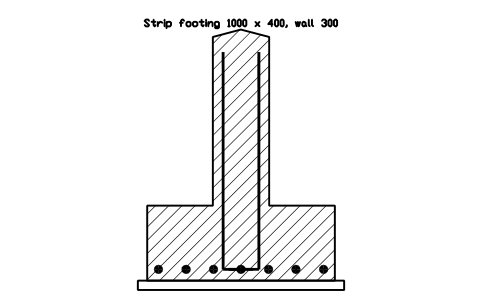 シンボル 布基礎 1000 x 400(壁 300) のプレビュー（ブロック CWS_FOOT_1000_W300）
