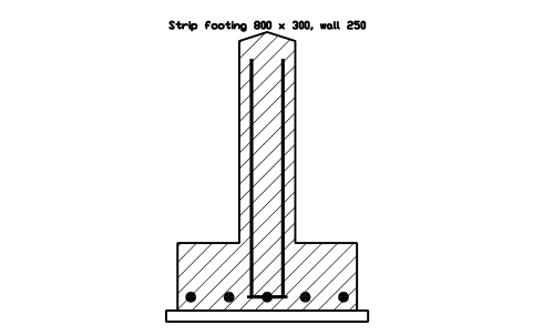 シンボル 布基礎 800 x 300(壁 250) のプレビュー(ブロック CWS_FOOT_800_W250)