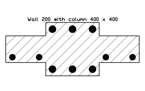 シンボル 壁 200 付き柱 400 x 400 のプレビュー（ブロック CWS_WALL_COLUMN）