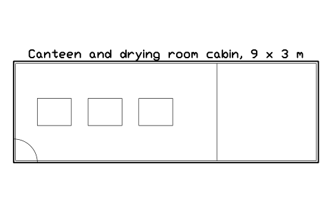 Preview of the Canteen and drying room cabin, 9 x 3 m symbol, block CSL_CANTEEN