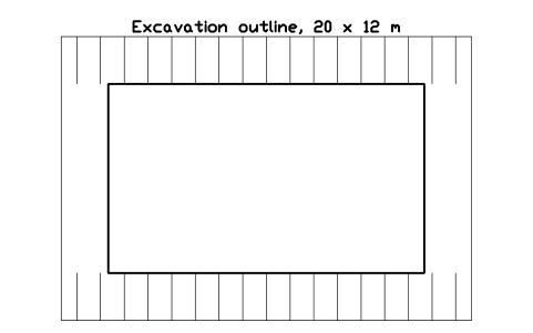 Preview of the Excavation outline, 20 x 12 m symbol, block CSL_EXCAVATION