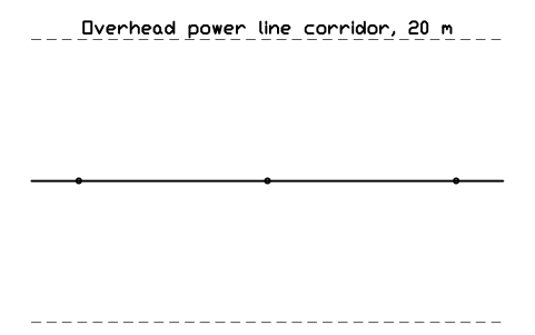 Preview of the Overhead power line corridor, 20 m symbol, block CSL_EXCLUSION_OVERHEAD