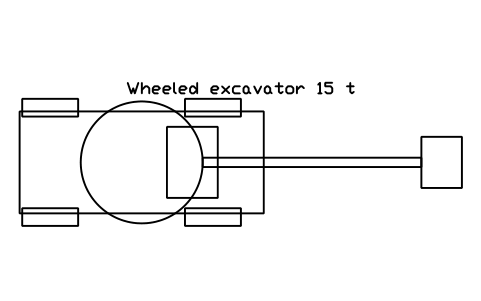Preview of the Wheeled excavator 15 t symbol, block CSL_EXC_WHEELED