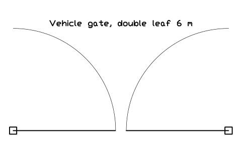Preview of the Vehicle gate, double leaf 6 m symbol, block CSL_GATE_VEHICLE
