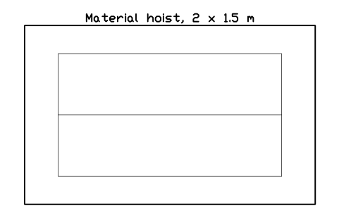 Preview of the Material hoist, 2 x 1.5 m symbol, block CSL_HOIST_MATERIAL