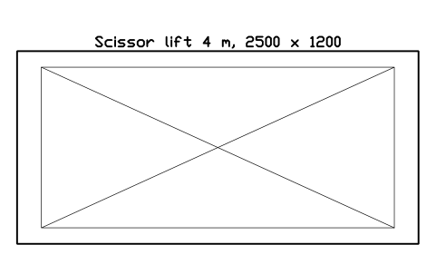 Preview of the Scissor lift 4 m, 2500 x 1200 symbol, block CSL_LIFT_SCISSOR