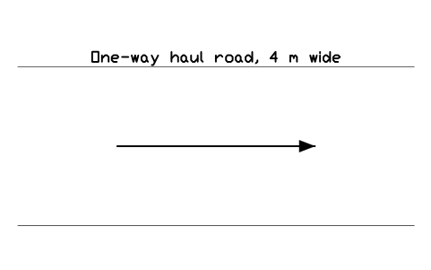 Preview of the One-way haul road, 4 m wide symbol, block CSL_ROUTE_ONEWAY