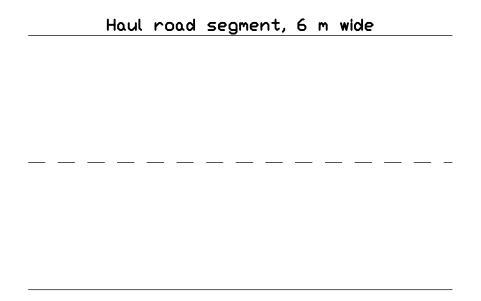 Preview of the Haul road segment, 6 m wide symbol, block CSL_ROUTE_VEHICLE