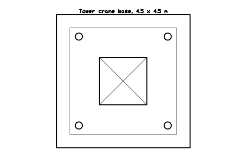 Preview of the Tower crane base, 4.5 x 4.5 m symbol, block CSL_TOWER_CRANE_BASE