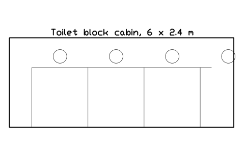 Preview of the Toilet block cabin, 6 x 2.4 m symbol, block CSL_WC_BLOCK