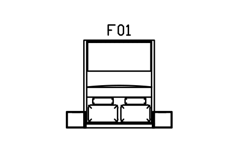 침대, 사이드 유닛, 퀸, 1600 x 2000 심볼 미리보기, 블록 CMM_BED_SIDE_1600