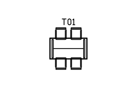 식탁 세트, 1600 x 900, 의자 4개 심볼 미리보기, 블록 CMM_DS_1600_4