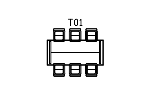 식탁 세트, 2200 x 1000, 의자 6개 심볼 미리보기, 블록 CMM_DS_2200_6