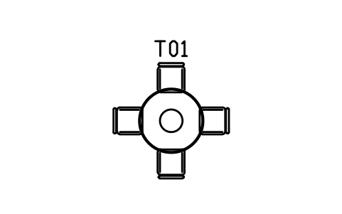 식탁 세트, 원형 1100, 의자 4개 심볼 미리보기, 블록 CMM_DS_RND_1100_4
