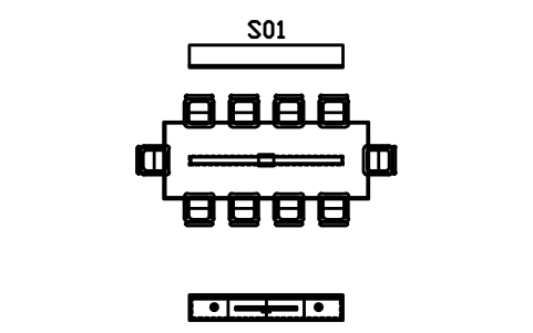 회의실 세트, 3200, 의자 10개 심볼 미리보기, 블록 CMM_SET_MEETING