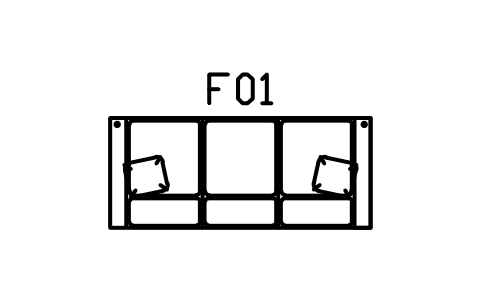 소파, 슬래브 팔걸이, 3인용 심볼 미리보기, 블록 CMM_SOFA_3