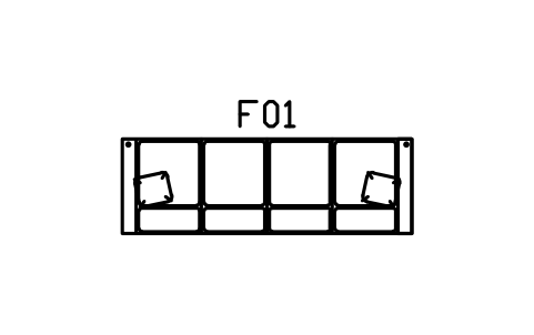 소파, 슬래브 팔걸이, 4인용 심볼 미리보기, 블록 CMM_SOFA_4
