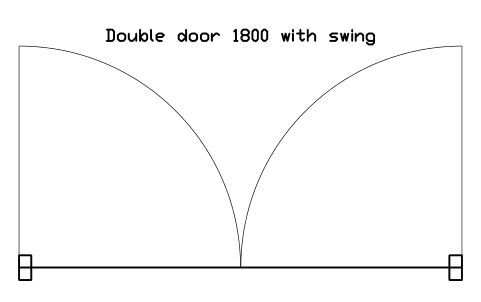 Vorschau des Symbols Double door 1800 with swing, Block DCL_DOOR_DOUBLE