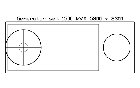 Vorschau des Symbols Generator set 1500 kVA 5800 x 2300, Block DCL_GENERATOR_1500