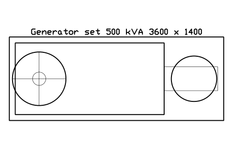 Vorschau des Symbols Generator set 500 kVA 3600 x 1400, Block DCL_GENERATOR_500